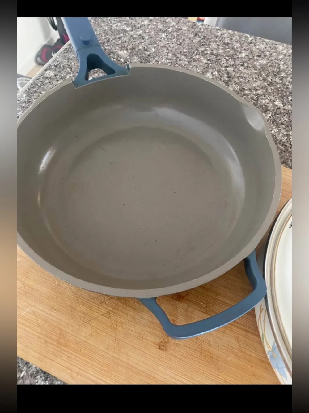 Our Place Always Pan in blue vintage mikasa kitchen bundle